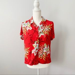 Vintage Women’s Hawaiian Tropical Shirt Red